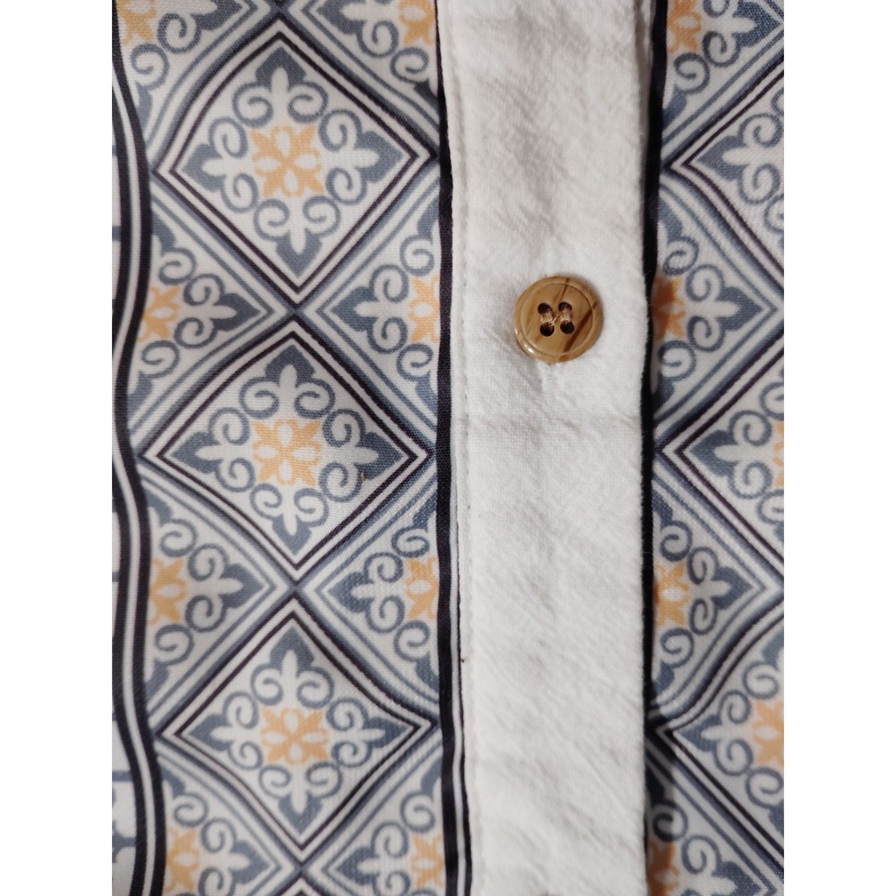 SHEIN Kids White Embroidered Button Up‎ Short Sleeve Shirt 11 12Y Guayabera - Picture 7 of 10
